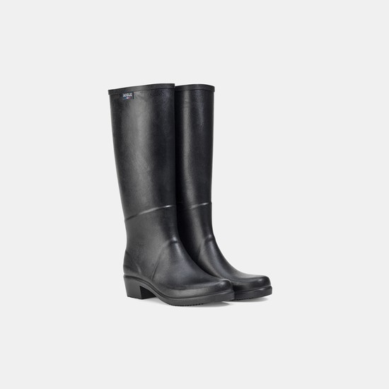 Aigle The Heeled Rain Boots Women Black ZA-70342